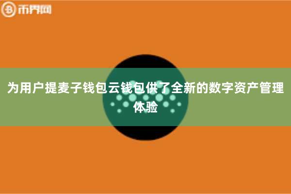 为用户提麦子钱包云钱包供了全新的数字资产管理体验